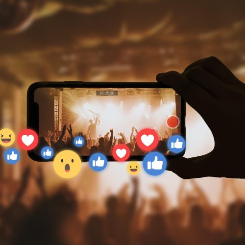 Live streaming concert for online social media with audience reactions